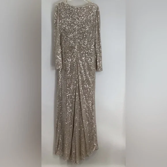 IEENA /MAC DUGGAL NWT Sequin Stretch Wrap Maxi Gown Formal Wedding Party Size 8 - Picture 3 of 14